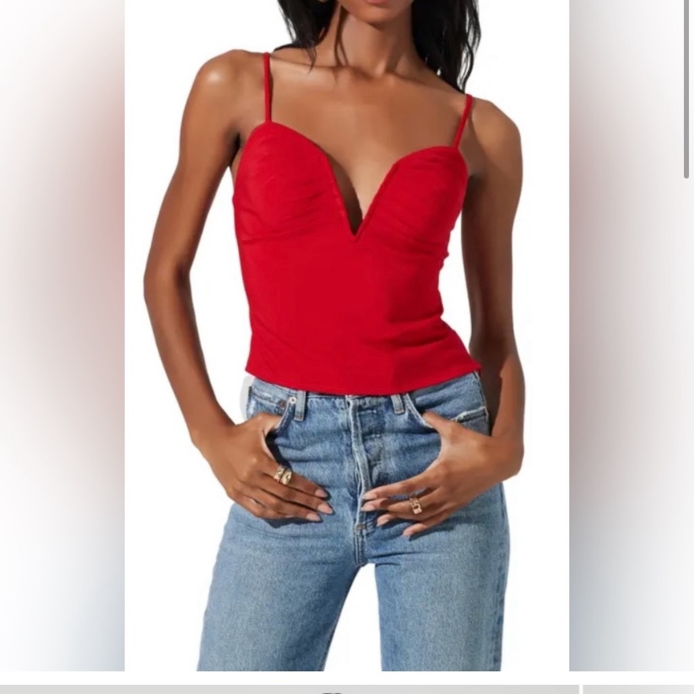 ASTR the Label Red Pleated Top! Size XS